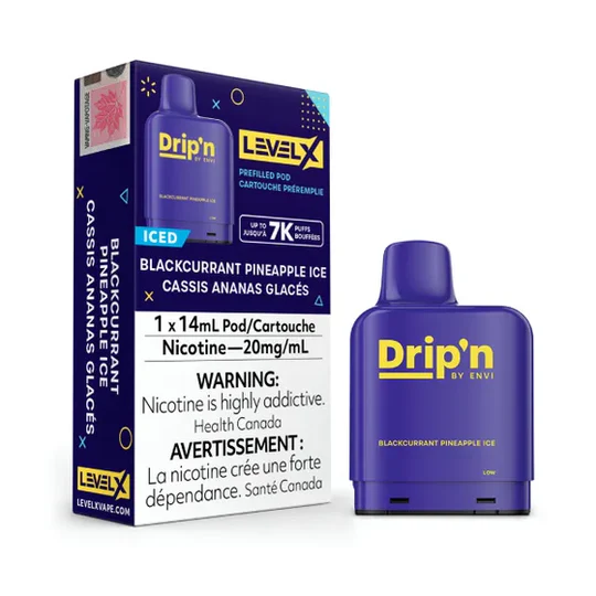 LevelX ENVI DRIP'N Replacement POD Blackcurrant Pineapple Ice 14ML 7000 PUFF