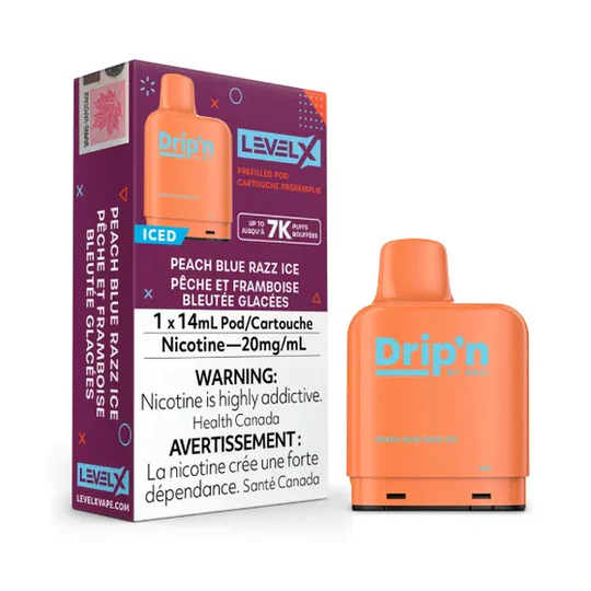LevelX ENVI DRIP'N Replacement POD Peach Blue Razz Ice 7000 puff